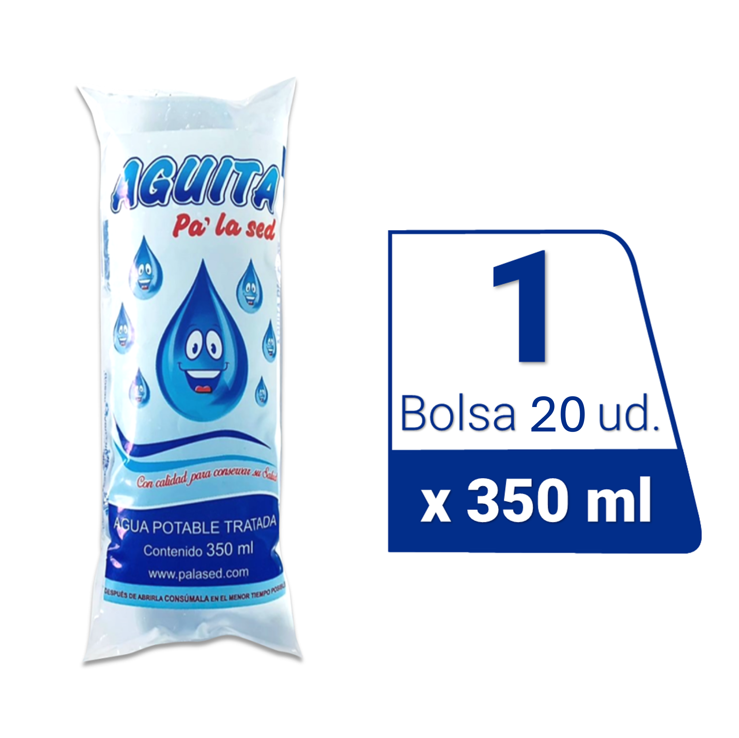 Aguita Pa’la Sed – 6 Bolsas de Agua 350 ml (x20 Und.)